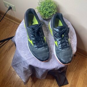 Sleek Black and Neon Green Athletic Shoes